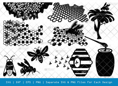 Honey Bees SVG Cut Files | Bee Hive Silhouette Bundle SVG ETC Craft 