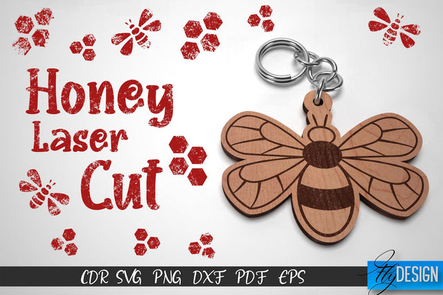 Honey Laser Cut SVG | Honey Bee SVG Design | CNC Files SVG Fly Design 
