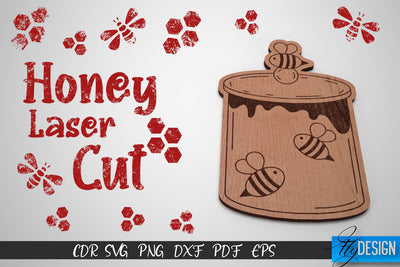 Honey Laser Cut SVG | Honey Bee SVG Design | CNC Files SVG Fly Design 