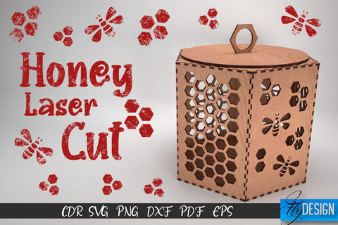 Honey Laser Cut SVG | Honey Bee SVG Design | CNC Files SVG Fly Design 