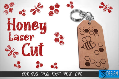 Honey Laser Cut SVG | Honey Bee SVG Design | CNC Files SVG Fly Design 