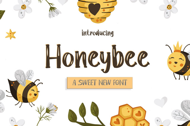 Honeybee Font (Cute Fonts, Craft Fonts, Cheap Fonts) Font Jupiter Studio Fonts 
