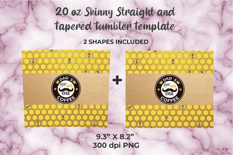 Honeycomb Dad´s Coffee 20oz Skinny Tumbler Wrap Template Sublimation Sublimation Sublimatiz Designs 