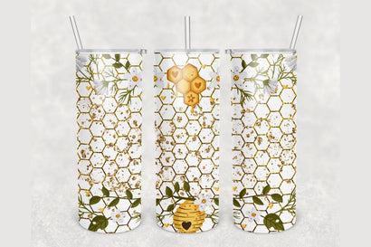 Honeycomb Floral Glitter Tumbler sublimation design 20 oz skinny tumbler wrap Sublimation BambinaCreations 