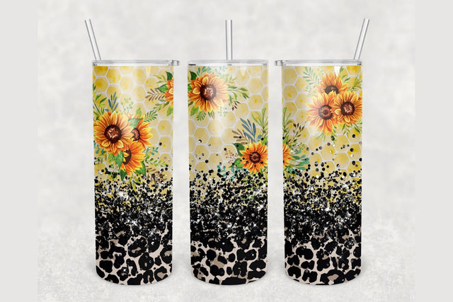 Honeycomb Floral Glitter Tumbler sublimation design 20 oz skinny tumbler wrap Sublimation BambinaCreations 