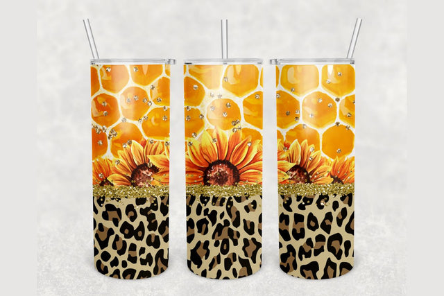 Honeycomb Floral Leopard Tumbler sublimation design 20 oz skinny tumbler wrap Sublimation BambinaCreations 
