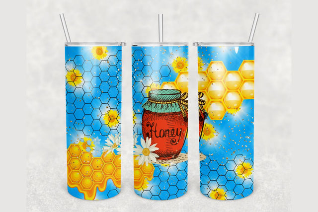 Honeycomb Glitter Tumbler sublimation design 20 oz skinny tumbler wrap Sublimation BambinaCreations 