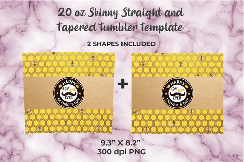 Honeycomb Happy Father´s Day 20oz Skinny Tumbler Wrap Sublimation Sublimation Sublimatiz Designs 
