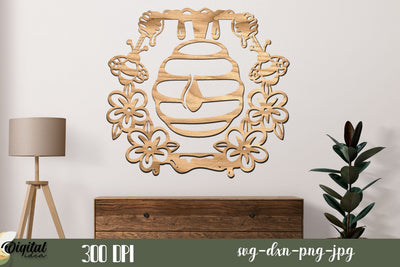 Honeycomb Laser Cut. Honeycomb Design Laser Cut. Honey Bee Silhouette SVG Evgenyia Guschina 