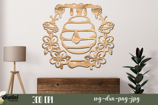 Honeycomb Laser Cut. Honeycomb Design Laser Cut. Honey Bee Silhouette SVG Evgenyia Guschina 
