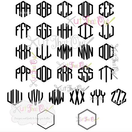 Honeycomb Monogram Font SVG & DXF Cut File - So Fontsy