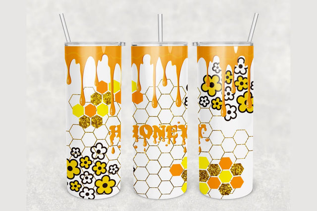 Honeycomb Summer Flower Tumbler sublimation design 20 oz skinny tumbler wrap Sublimation BambinaCreations 