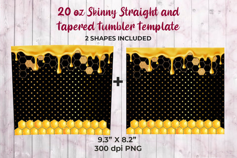 Honeycomb Yellow & Black 20 oz Skinny Tumbler Wrap Sublimation Design Sublimation Sublimatiz Designs 