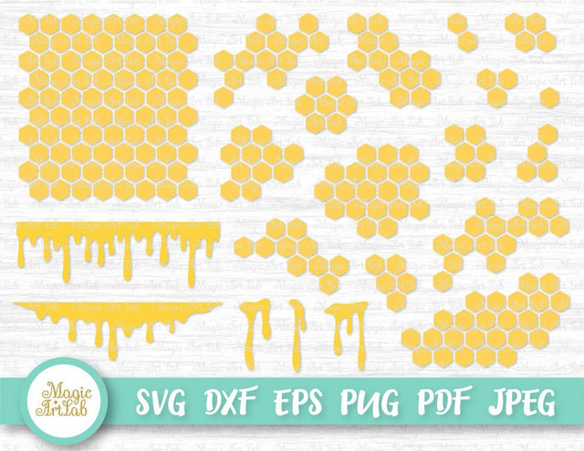 Honeycombs and dripping honey SVGs SVG MagicArtLab 