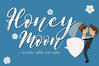 Honeymoon Beautiful Handwritten Font with Inline Effect Font Haksen 