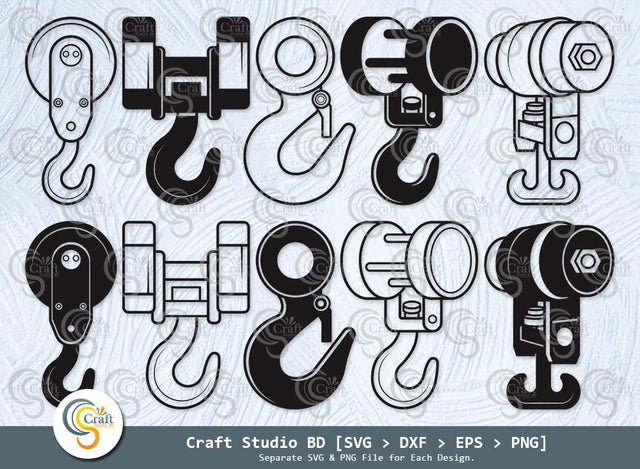 Hook Crane Silhouette, Hook Crane SVG, Hook Svg, Metal Hook Svg, Hoist Icon Svg, Lifting Hoist Svg, Hook Crane Bundle SVG ETC Craft 