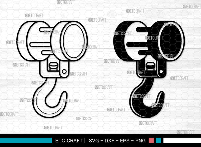 Hook Crane SVG, Hook Svg, Metal Hook Svg, Hoist Icon Svg, Lifting Hoist Svg, Hook Crane SVG ETC Craft 