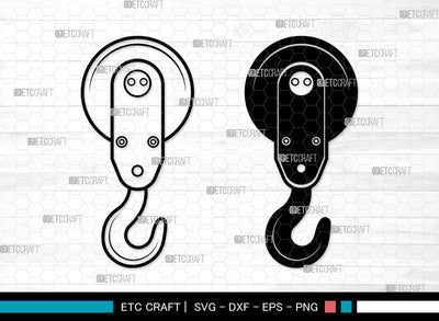 Hook Crane SVG, Hook Svg, Metal Hook Svg, Hoist Icon Svg, Lifting Hoist Svg, Hook Crane SVG ETC Craft 