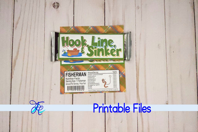 Hook Line Sinker Candy Bar Wrapper 3D Paper Family Creations 