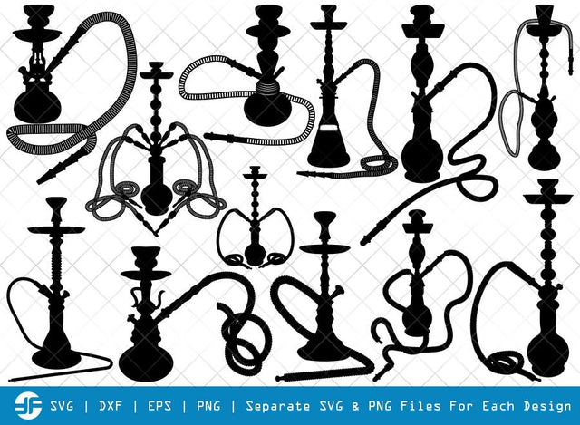 Hookah Pipe SVG Cut Files | Hookah Silhouette Bundle | Hookah Stencil Svg | Smoke Svg SVG ETC Craft 