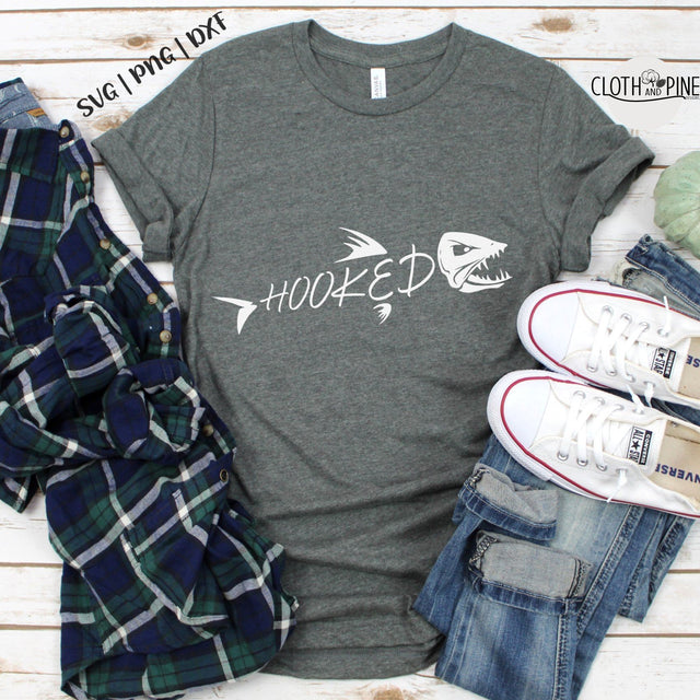 Hooked Fish SVG Cloth and Pine Designs 