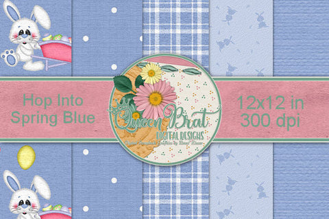 Hop Into Spring Blue Papers Digital Pattern QueenBrat Digital Designs 