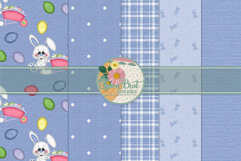 Hop Into Spring Blue Papers Digital Pattern QueenBrat Digital Designs 