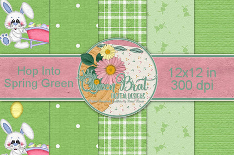 Hop Into Spring Green Papers Digital Pattern QueenBrat Digital Designs 
