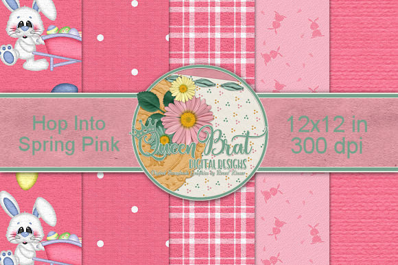 Hop Into Spring Pink Papers Digital Pattern QueenBrat Digital Designs 