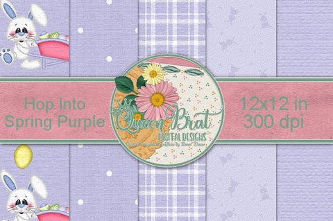 Hop Into Spring Purple Papers Digital Pattern QueenBrat Digital Designs 