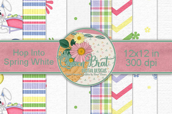 Hop Into Spring White Papers Digital Pattern QueenBrat Digital Designs 