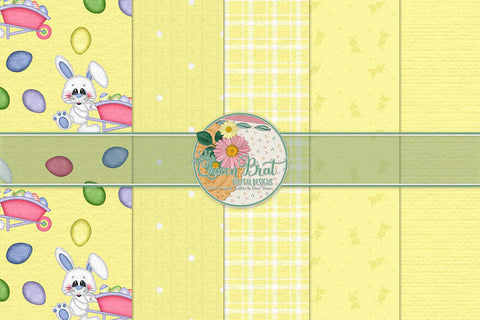 Hop Into Spring Yellow Papers Digital Pattern QueenBrat Digital Designs 