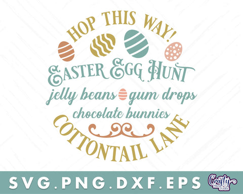 Hop This Way Easter Egg Hunt | Round Easter Svg | Door Sign SVG Crafty Mama Studios 
