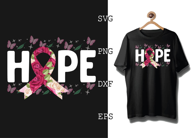 Hope Breast Cancer Svg, Breast Cancer Awareness Svg, Png, Eps, Dxf Files SVG DesignTShirt 
