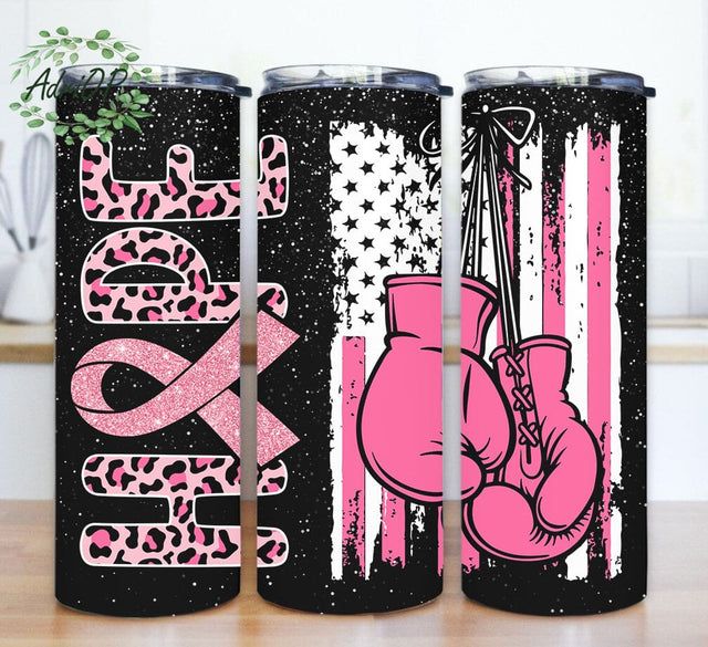 Hope Cancer Awareness Tumbler Png, Pink Leopard Design Png, Warrior Cancer 20oz Skinny Tumbler, American Flag Cancer Tumbler Wrap, Instant Download Sublimation AdriOP 