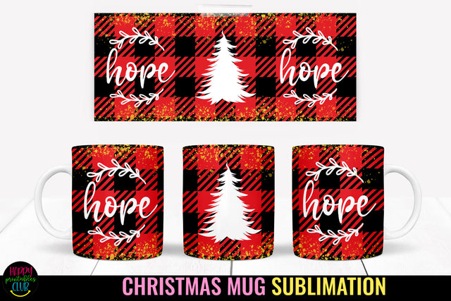 Hope Christmas Plaid Mug Sublimation I 11 Oz Holiday Mug Sublimation Happy Printables Club 