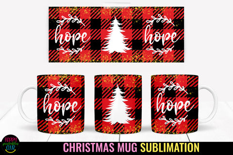 Hope Christmas Plaid Mug Sublimation I 11 Oz Holiday Mug Sublimation Happy Printables Club 