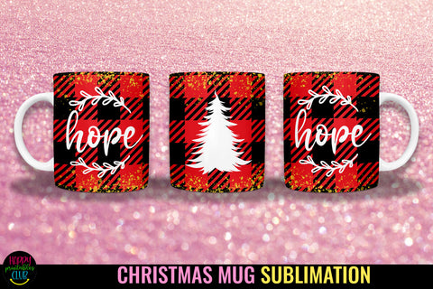 Hope Christmas Plaid Mug Sublimation I 11 Oz Holiday Mug Sublimation Happy Printables Club 