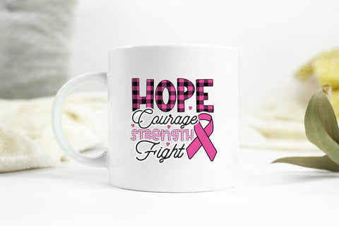 Hope Courage Strength Fight, Breast Cancer PNG Sublimation CraftLabSVG 