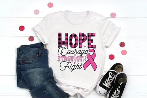 Hope Courage Strength Fight, Breast Cancer PNG Sublimation CraftLabSVG 