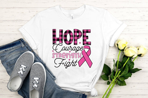 Hope Courage Strength Fight, Breast Cancer PNG Sublimation CraftLabSVG 