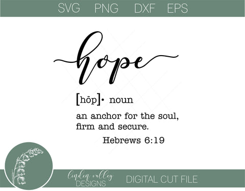 Hope Definition Typography SVG SVG Linden Valley Designs 