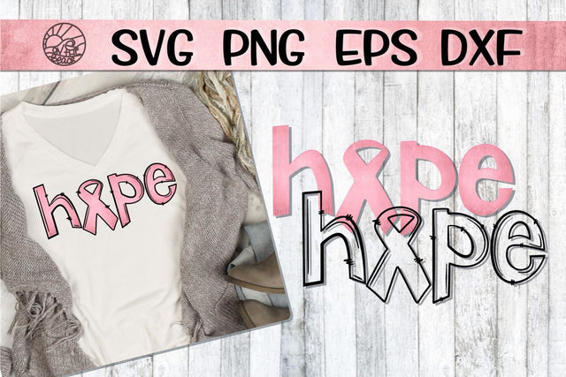 Hope - Doodle - Ribbon - SVG - DXF - EPS - PNG SVG On the Beach Boutique 