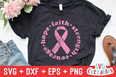 Hope Faith Strength Courage svg - Breast Cancer - svg - dxf - eps - png - Cut File - Silhouette - Cricut - Digital Download SVG Svg Cuttables 