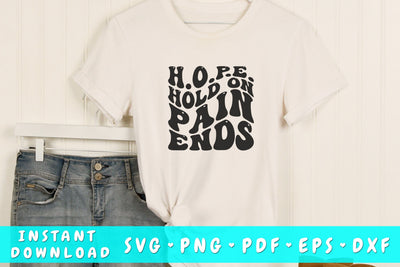 H.O.P.E. Hold on pain ends wavy SVG, Mental health SVG, Groovy SVG SVG HappyDesignStudio 