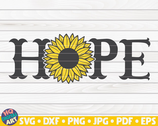 Hope horizontal sign with Sunflower SVG SVG HQDigitalArt 