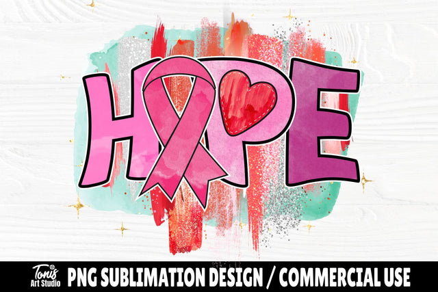 Hope PNG, Breast Cancer Awareness, Sublimation Design, Cancer Shirt, Pink Ribbon Png, Breast Cancer Sublimation SVG TonisArtStudio 