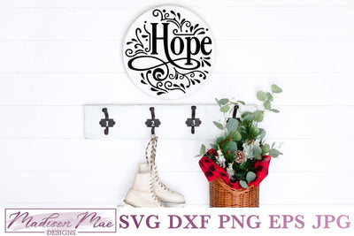 Hope, Round Christmas Sign SVG SVG Madison Mae Designs 