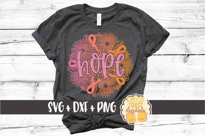 Hope Sunflower Breast Cancer Ribbon Mandala - SVG PNG DXF Cut Files SVG Cheese Toast Digitals 