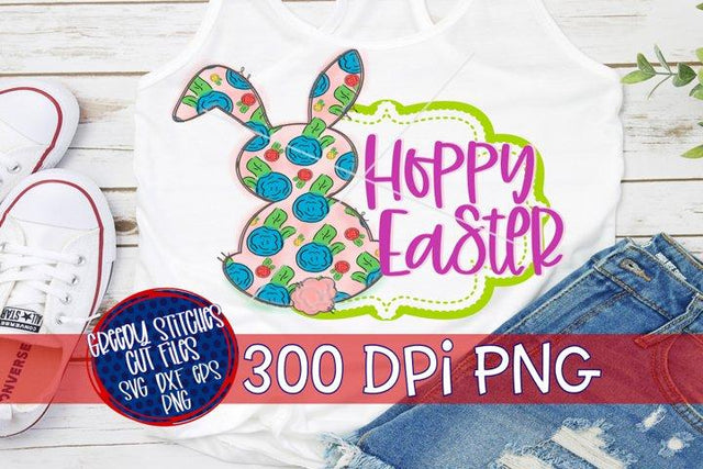 Hoppy Easter PNG for Sublimation-Pink Bunny PNG Sublimation Greedy Stitches 